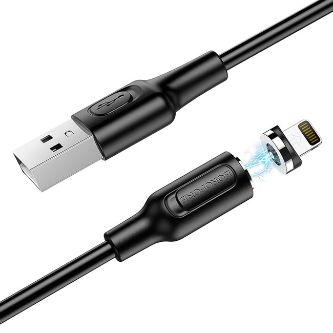 Магнитный зарядный кабель для iPhone/iPad/iPod с USB на Lightning порт Borofone BX41, 2.4A, 1 м 0319 фото