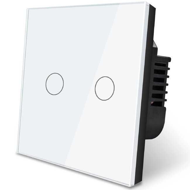 Умный сенсорный выключатель света с WiFi подключением к смартфону USmart WS-02w, двухканальный, с нулем, поддержка Tuya, Белый 0148 фото