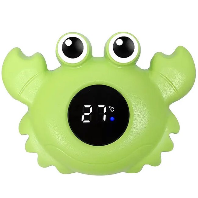 Дитячий термометр для ванної в формі краба UChef BT-02, для вимірювання температури води, Зелений