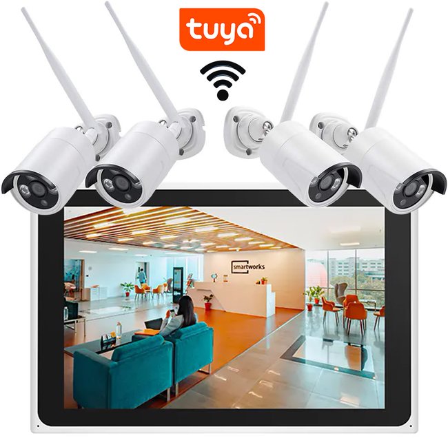 Беспроводной WiFi комплект видеонаблюдения с монитором и 4 камерами USmart ICK-05w, поддержка Tuya, 3 Мп 0139 фото