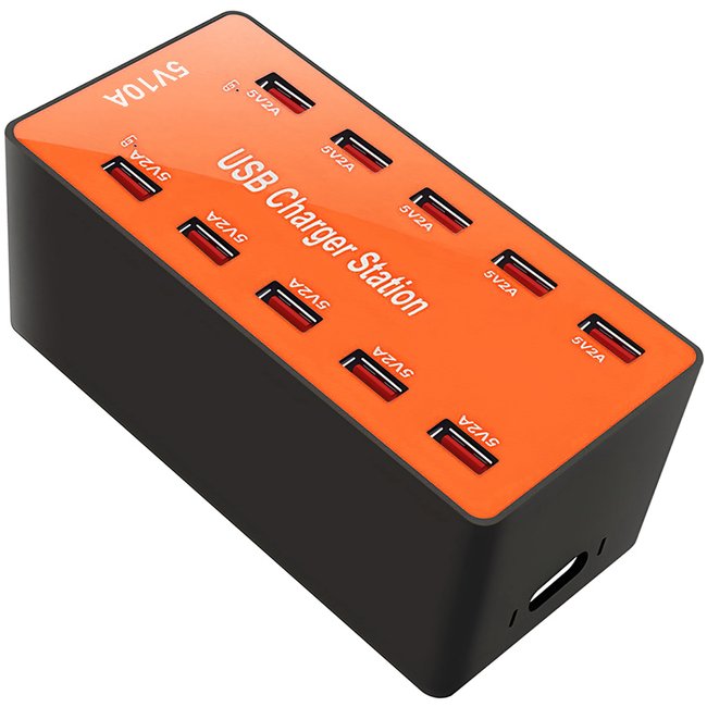 Мультизарядное сетевое устройство на 10 USB портов Addap CS-A5B, док-станция для зарядки, 50W, Orange 0158 фото