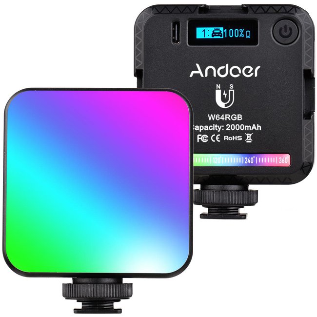 Заполняющий накамерный видео свет Andoer W64RGB Mini RGB | светодиодная портативная LED панель 0075 фото
