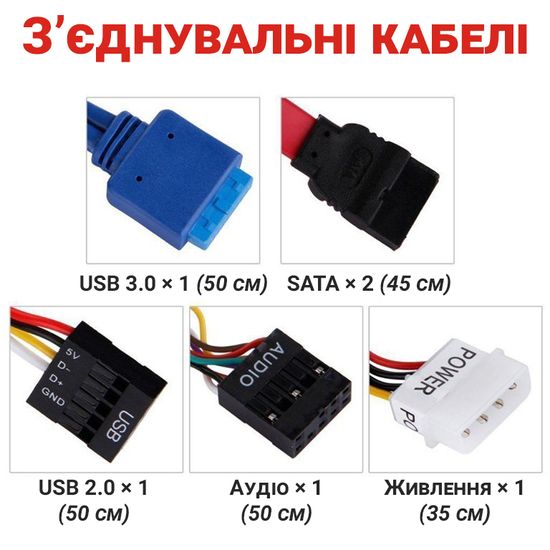 Багатофункціональна 5,25 " передня панель для ПК Addap 525E | косичка USB 2.0, USB 3.0, TF/SD/CF/M2/MMC/MS Card, SATA, ESATA, 3.5мм 0092 фото