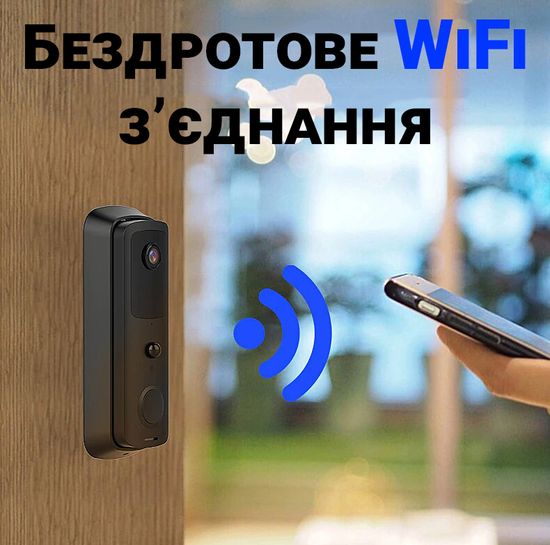 Розумний дверний відеодомофон з WiFi та датчиком руху USmart VDB-01w, відеодзвінок з підтримкою Tuya, Black 7783 фото