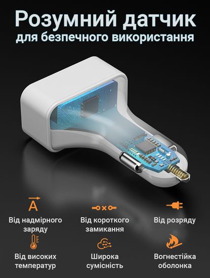 Автомобільний зарядний пристрій Addap K26, 2 USB + 2 Type-C, зі швидкою зарядкою, 40W 7605 фото