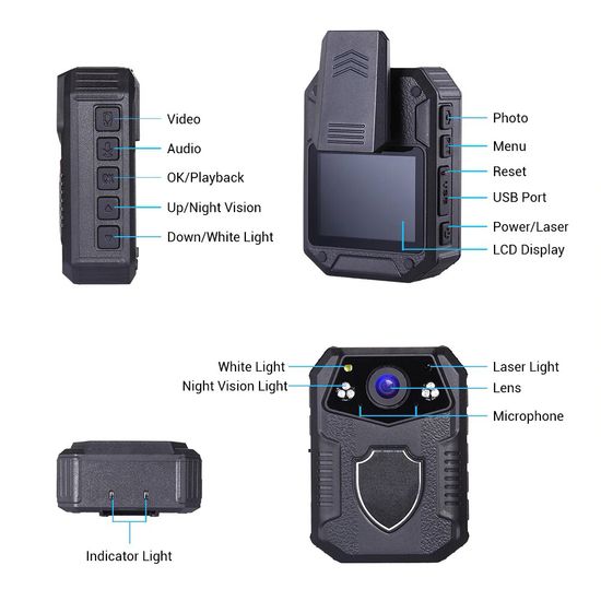 Поліцейський нагрудний відеореєстратор Digital Lion WZ2, боді камера, 64 гб, 4k, IP66 7182 фото