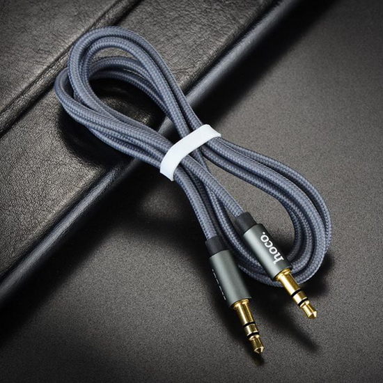 AUX Аудіо стерео кабель Hoco UPA03, 3pin 3.5 мм на 3pin 3,5 мм, 1 метр, Сірий 0053 фото
