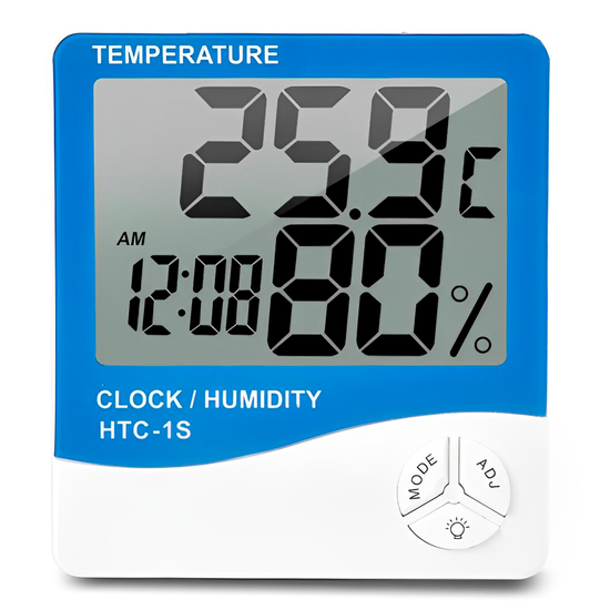 Электронный комнатный термометр - гигрометр с часами Uchef HTC-1s, с подсветкой дисплея 1011 фото