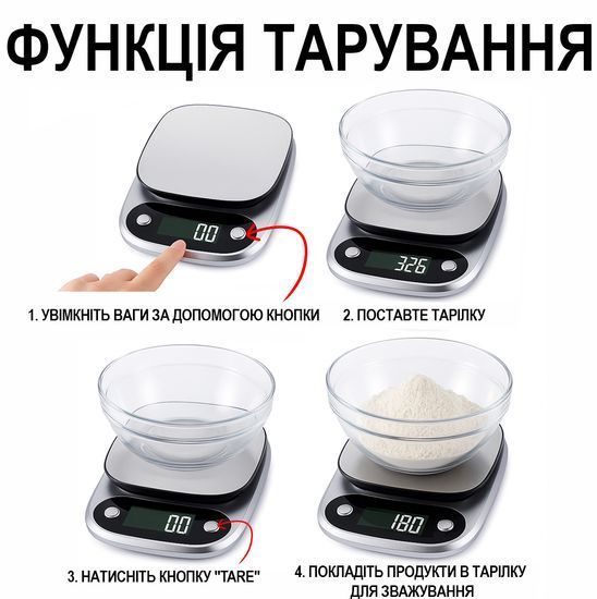 Електронні кухонні ваги з металевою платформою UChef SF-500, до 5 кг 1338 фото