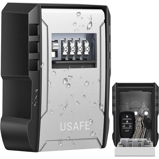 Антивандальний зовнішній міні сейф для ключів uSafe KS-09, з кодовим замком, настінний, Сірий 0273 фото