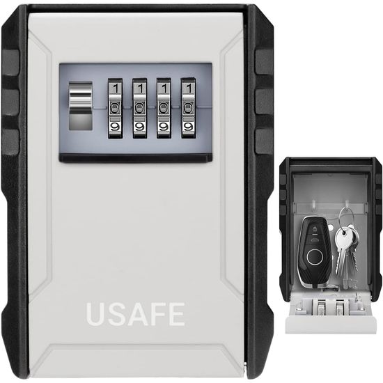Антивандальний зовнішній міні сейф для ключів uSafe KS-09, з кодовим замком, настінний, Сірий 0273 фото