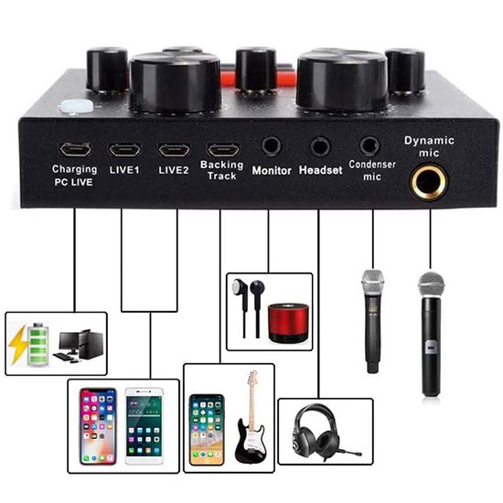 Аудиоинтерфейс, внешняя звуковая карта c Bluetooth и встроенными пресетами Live Sound Card V8 | USB-гарнитура для микрофона 7425 фото