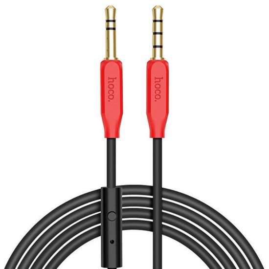 AUX Аудио стерео кабель 3pin 3.5 мм на 4pin 3,5 мм Hoco UPA12 с микрофоном , 1 метр, Чорний 0054 фото