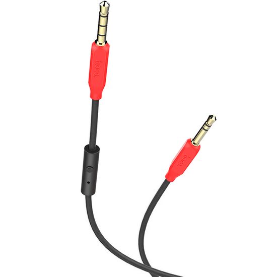 AUX Аудіо стерео кабель 3pin 3.5 мм на 4pin 3,5 мм Hoco UPA12 з мікрофоном, 1 метр, Чорний 0054 фото