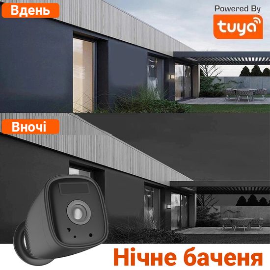 Автономна вулична WiFi камера USmart OBC-01w, 12000 мАг, до 1 року роботи, підтримка Tuya, Чорна 7608 фото