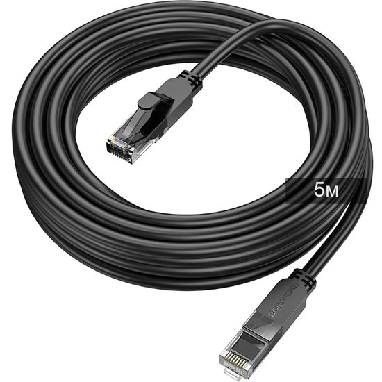 Мережевий RJ45 кабель для інтернету | патч-корд BOROFONE BUS01, Ethernet кабель, Cat6, 1Gbps, 5м