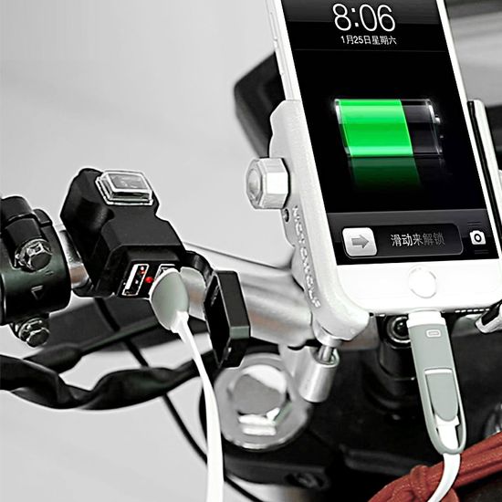 USB зарядний пристрій на 2 порти для мотоцикла Addap MC01, з кріпленням на кермо, 9V-90V 7610 фото