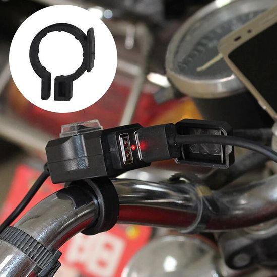 USB зарядное устройство на 2 порта для мотоцикла Addap MC01, с креплением на руль, 9V-90V 7610 фото