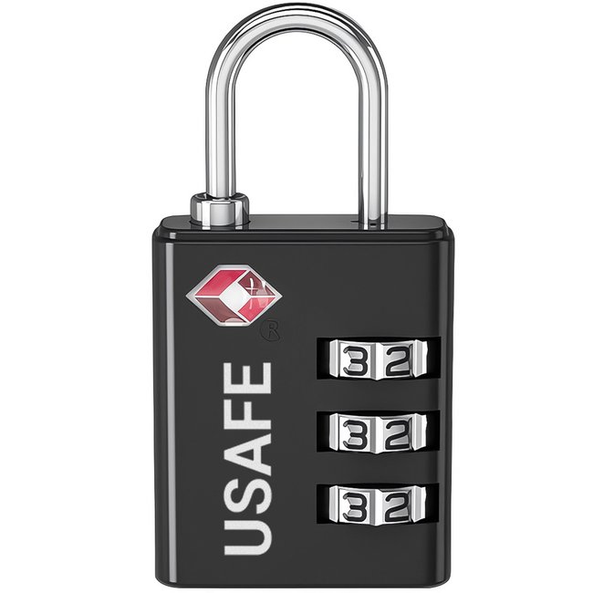 Замок подвесной с 3-значным механическим кодом для багажа USafe CP-03-TSA, металлическая колодка с комбинацией и TSA доступом