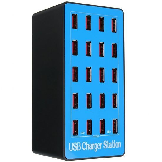 Мультизарядное устройство на 20 USB портов Addap MCS-A5+, док-станция, 100W, blue 7378 фото