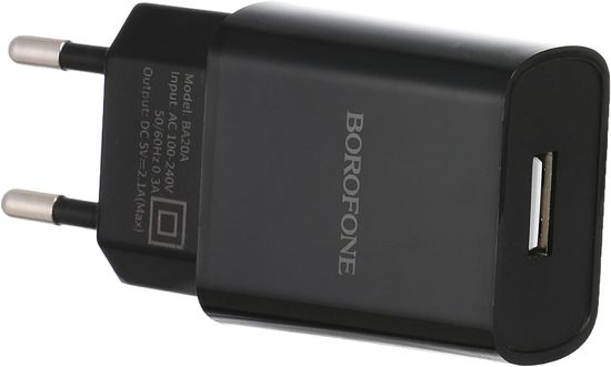 СЗУ / USB зарядка - блок питания Borofone BA20A, 5V, 2.1A, Черный 1018 фото