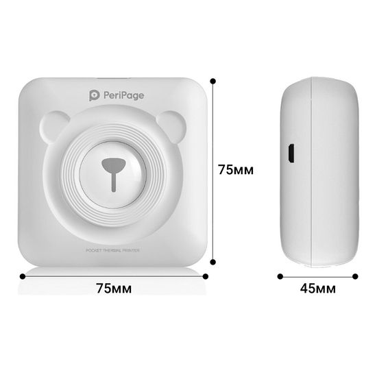 Портативний bluetooth термопринтер для смартфона PeriPage A6, білий 5050 фото