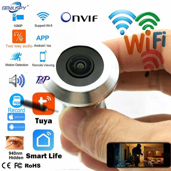 Wifi відеовічко з датчиком руху і записом USmart DE-01w, підтримка Tuya, Android / iOS, Silver 7430 фото