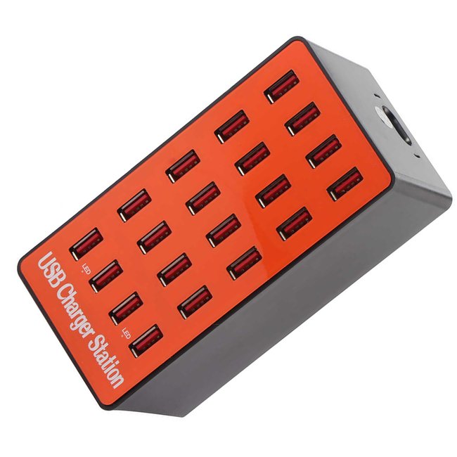 Мультзарядний пристрій на 20 USB портів Addap MCS-A5, док-станція, 80W, orange 7379 фото