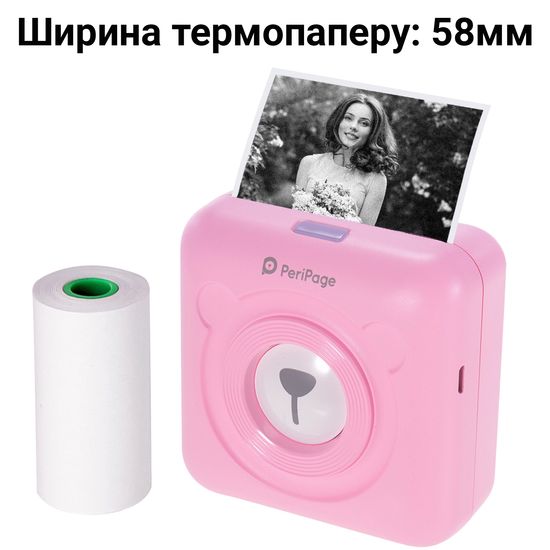Портативный bluetooth термопринтер для смартфона PeriPage A6, розовый 5051 фото