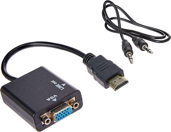 Адаптер, перехідник з HDMI на VGA для передачі відео та аудіосигналу Addap HDMI2VGA-01, 1080P