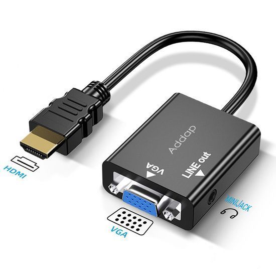 Адаптер, переходник с HDMI на VGA для передачи видео и аудиосигнала Addap HDMI2VGA-01, 1080P