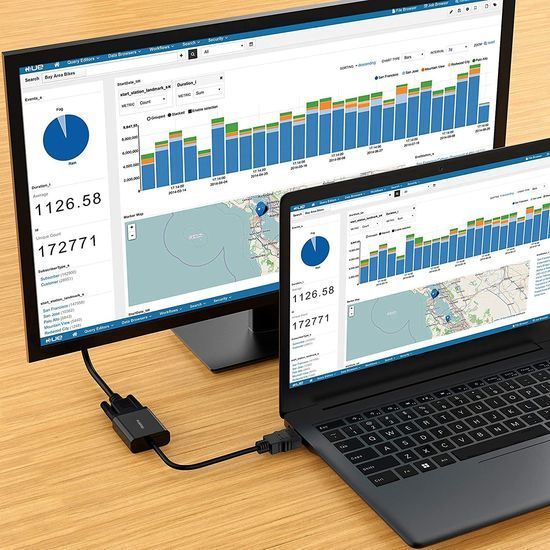 Адаптер, переходник с HDMI на VGA для передачи видео и аудиосигнала Addap HDMI2VGA-01, 1080P