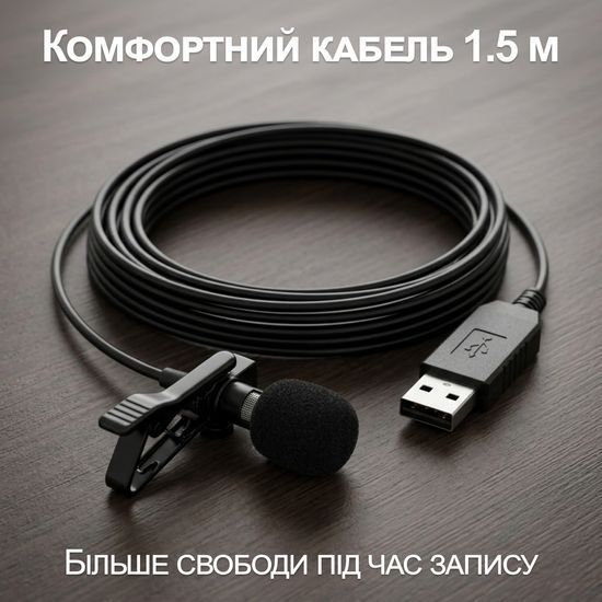 Якісний петличний мікрофон Andoer EY-510 USB, петличка для ноутбука, компютера, ПК 7473 фото