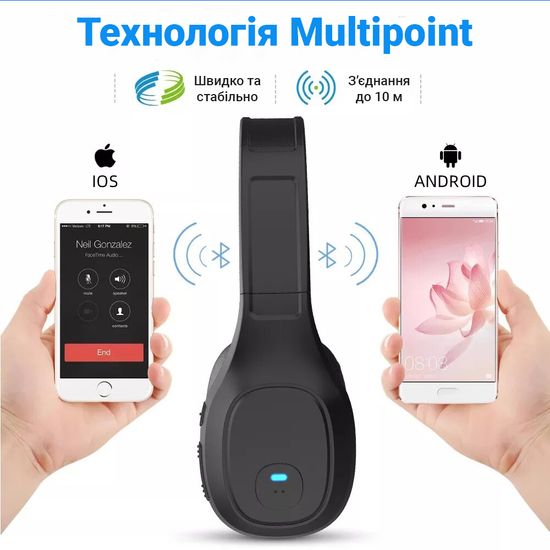 Беспроводная Bluetooth 5.0 гарнитура для колл центра с микрофоном Digital Lion TH-11, с шумоподавлением 7801 фото