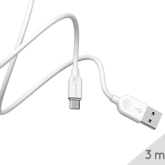USB - Micro USB кабель для смартфона Borofone BX14, 2.4A, Белый, 3m 0018 фото