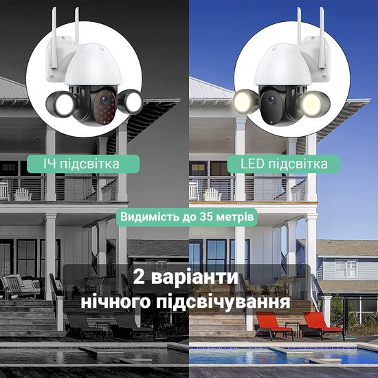Поворотна вулична WiFi камера відеоспостереження USmart OPC-04W, з прожектором, 3 МП, PTZ, підтримка Tuya 0192 фото