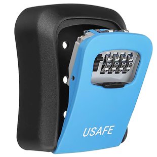 Антивандальний зовнішній міні сейф для ключів uSafe KS-03, з кодовим замком, настінний, Синій 7693 фото