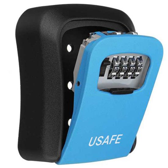 Антивандальный наружный мини сейф для ключей uSafe KS-03, с кодовым замком, настенный, Синий 7693 фото