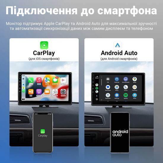Автомобільний паркувальний комплект з 10.1" екраном та 4 камерами Podofo A3554, FullHD, CarPlay/Android Auto, Bluetooth, FM 1046 фото