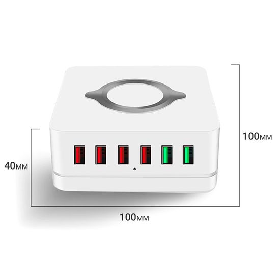 Мультизарядна док-станція на 6 USB портів з бездротовою зарядкою Addap MCS-E6, QC3.0, 75W 0090 фото