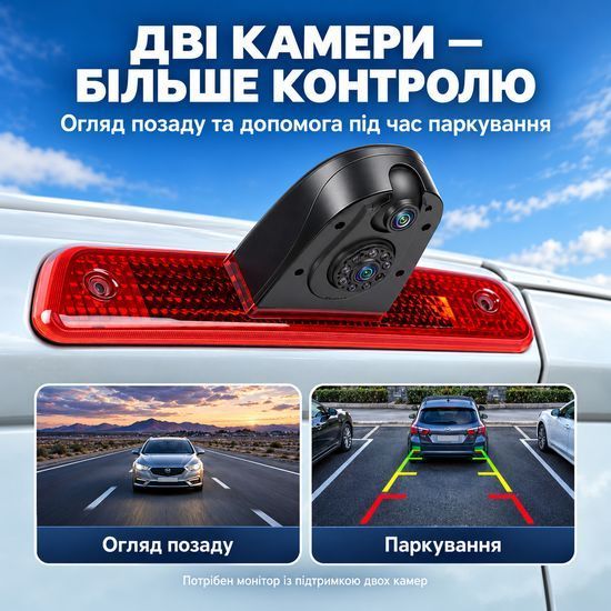 Камера заднього виду в стоп-сигнал для Citro&euml;n Jumpy, Peugeot Expert, Toyota Proace 2007-2016 Podofo A4603, з нічним баченням, IP67 1409 фото