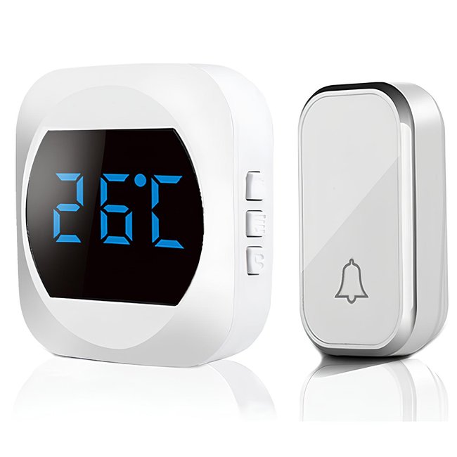 Бездротовий дверний дзвінок з термометром Digital Lion WDB-05T, з автономною кнопкою, до 150 м, Білий 7505 фото