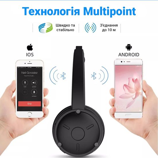 Беспроводная Bluetooth 5.0 гарнитура для колл центра с микрофоном Digital Lion M101, с шумоподавлением и док-станцией 7802 фото