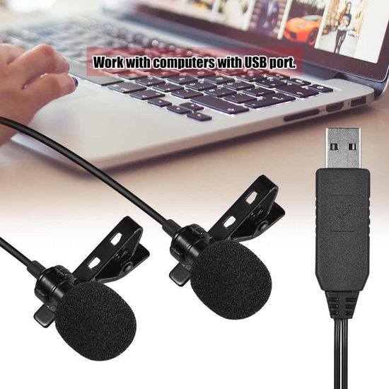 Двойной петличный микрофон Andoer EY-510D USB, 6 метров, петличка для ноутбука, компьютера, пк 7474 фото
