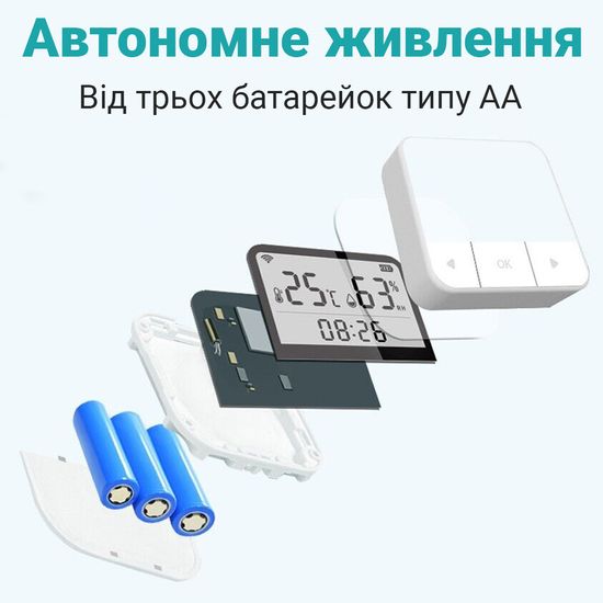 WiFi термогігрометр кімнатний USmart THD-04w, розумний датчик температури та вологості з годинником, Tuya 0193 фото
