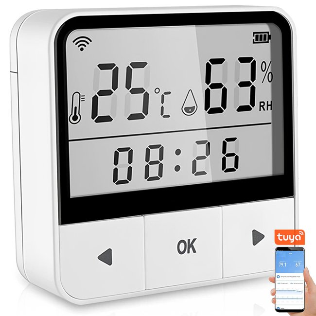 WiFi термогігрометр кімнатний USmart THD-04w, розумний датчик температури та вологості з годинником, Tuya 0193 фото