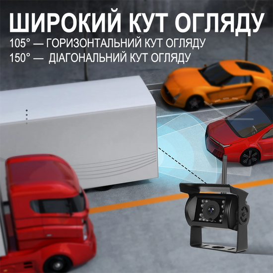 Беспроводной парковочный комплекс с 4-мя беспроводными камерами заднего вида и монитором 7" дюймов Podofo A4009, парковочная система для грузовых автомобилей и спецтехники 1255 фото