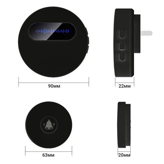 Беспроводной дверной звонок с автономной кнопкой Digital Lion WDB-06, до 180 м, Черный 7803 фото