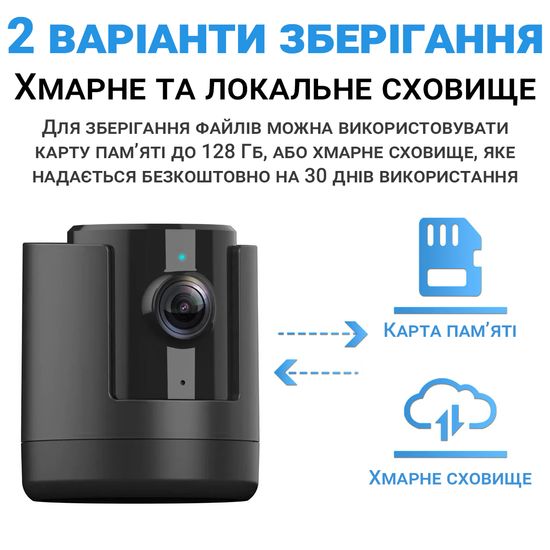 Поворотна бездротова WiFi IP камера відеоспостереження Camsoy X1, PTZ обертання 355°, 1080P, Black 0061 фото
