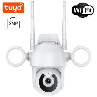 Поворотна вулична WiFi IP камера відеоспостереження USmart OPC-02w, з прожектором та ІЧ підсвіткою, 3 Мп, PTZ, підтримка Tuya 0194 фото